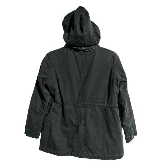 Steve Madden black utility coat with zippered hood lots of pockets woman medium - Picture 2 of 8